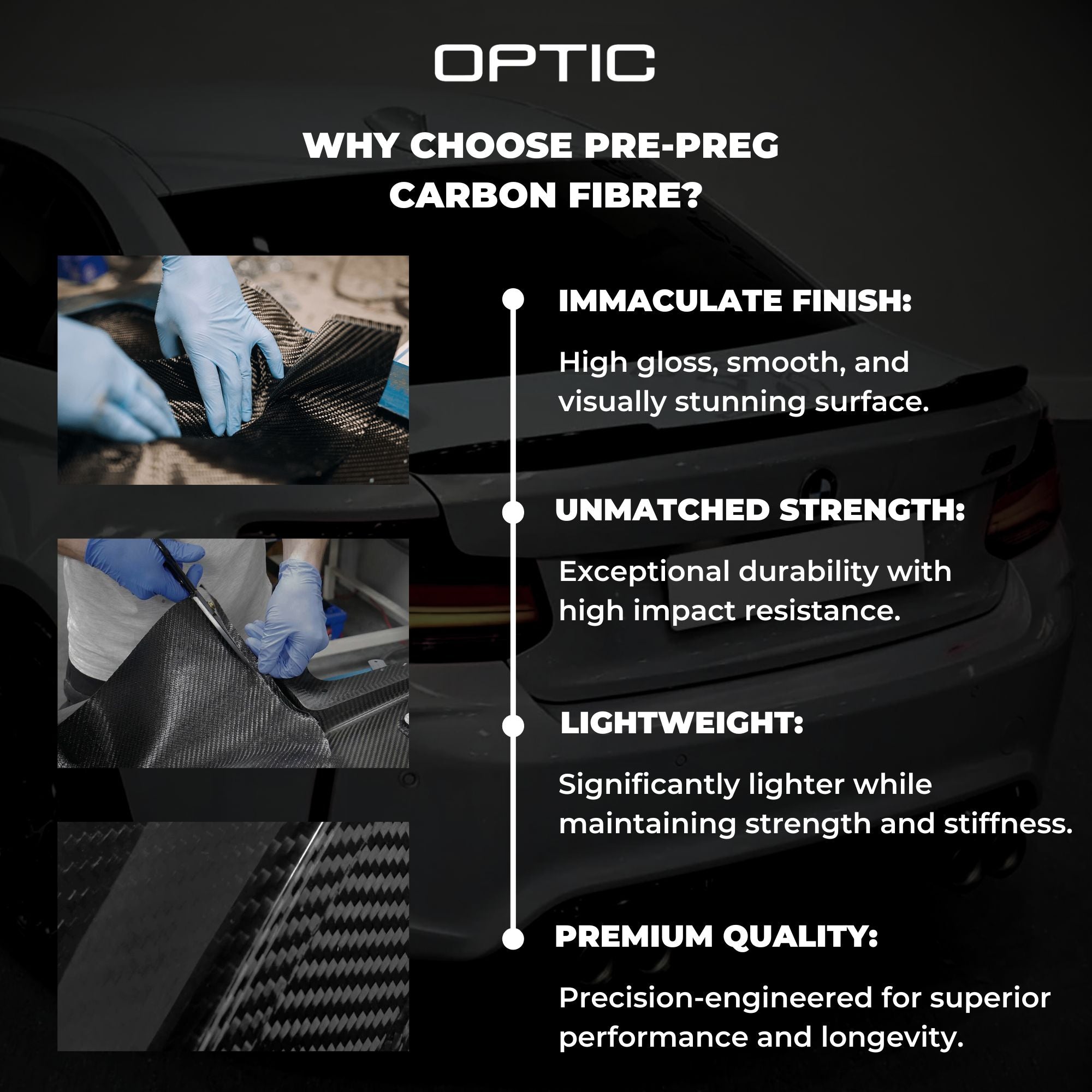 BMW Série 4 F32 Carbone Pré-imprégné M4 Style Aileron Arrière Par OPTIC (2014-2019)