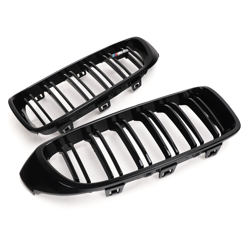 BMW Série 4 & M3 M4 Noir brillant Grilles avant à double lamelle F32 F33 F36 F80 F82 F83 (2014-2020)
