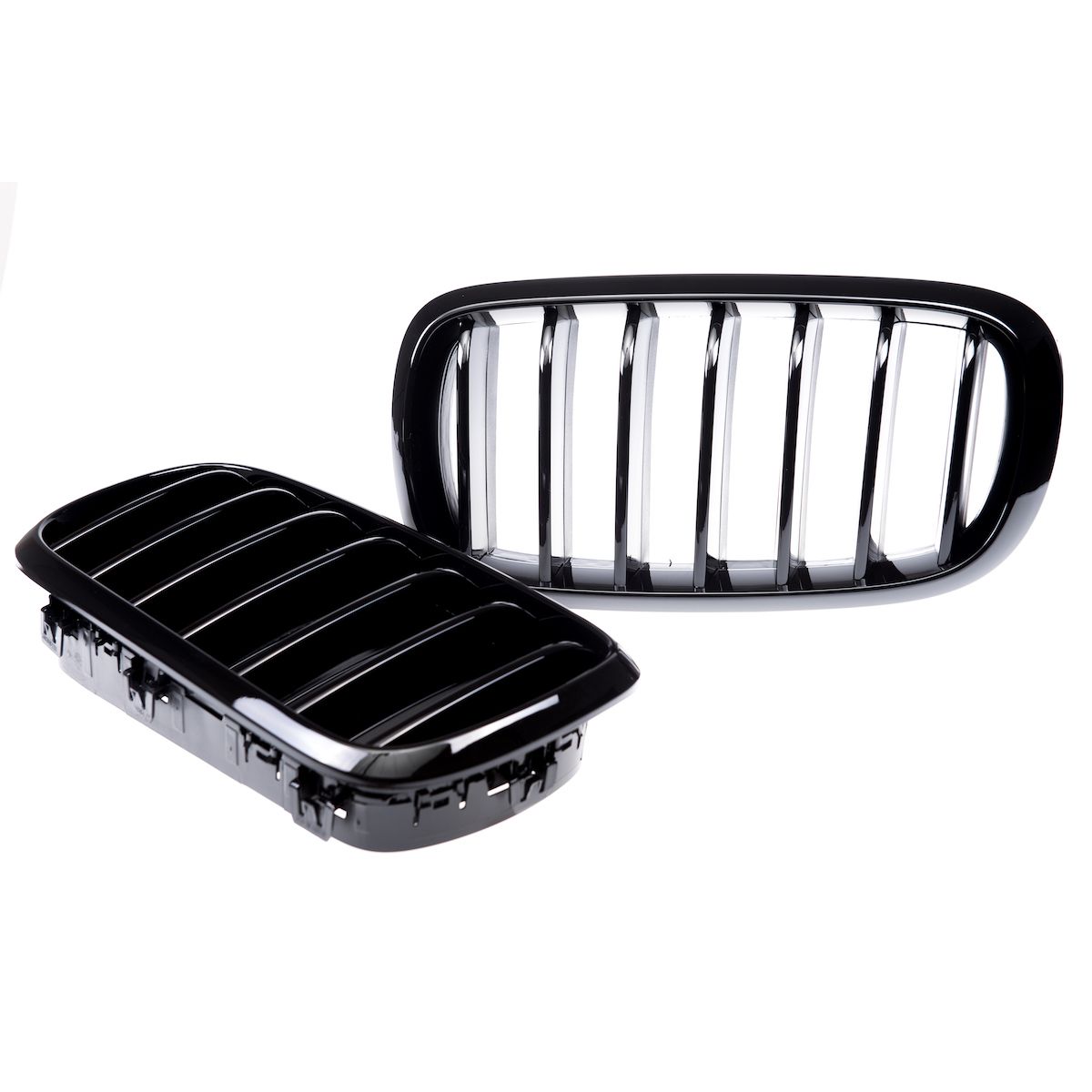 BMW X5 X6 F15 F16 Gloss Black Single Slat Front Grills (2014-2019)
