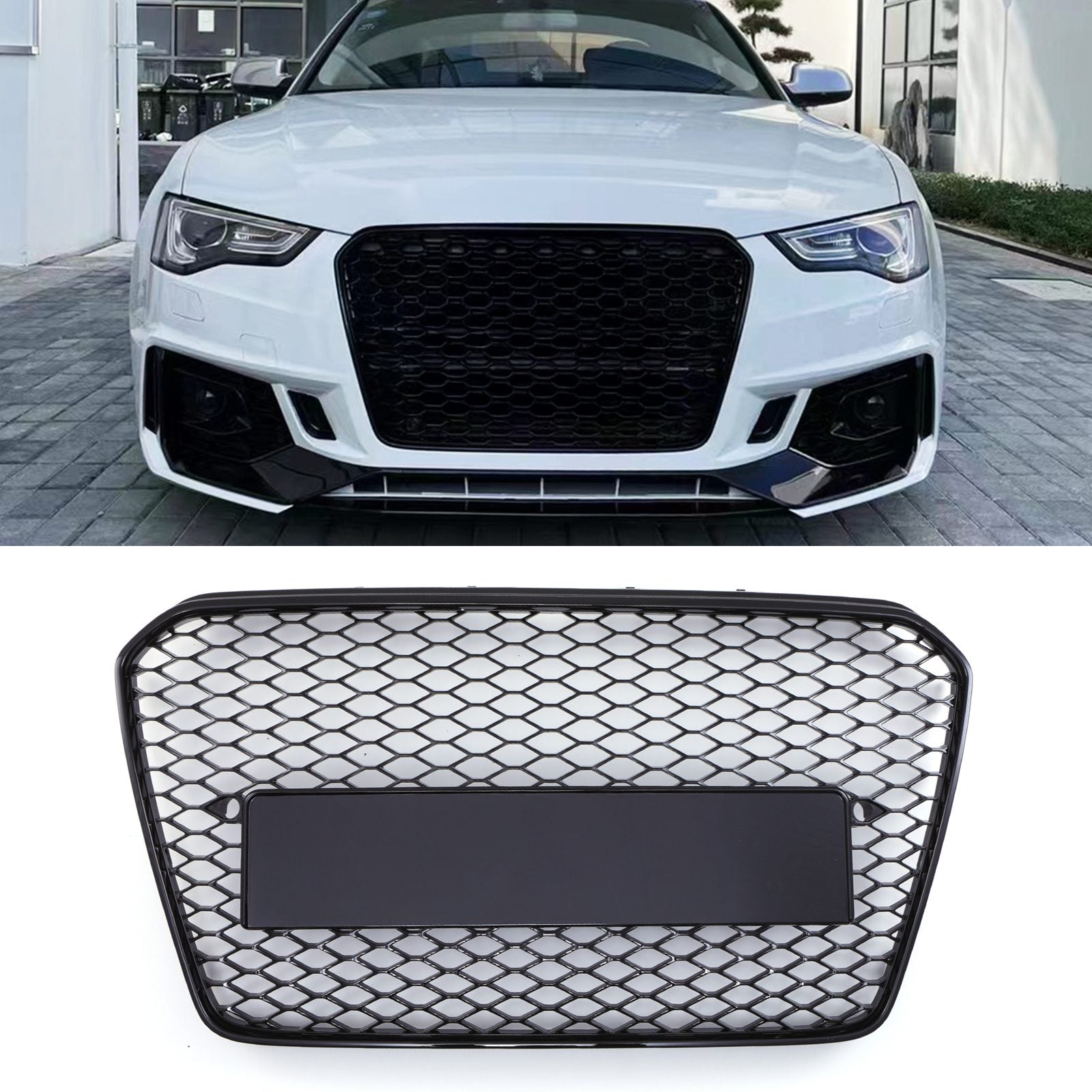 Calandre nid d’abeille noire brillante style RS5 pour Audi A5/S5 B8.5 (2012-2016)