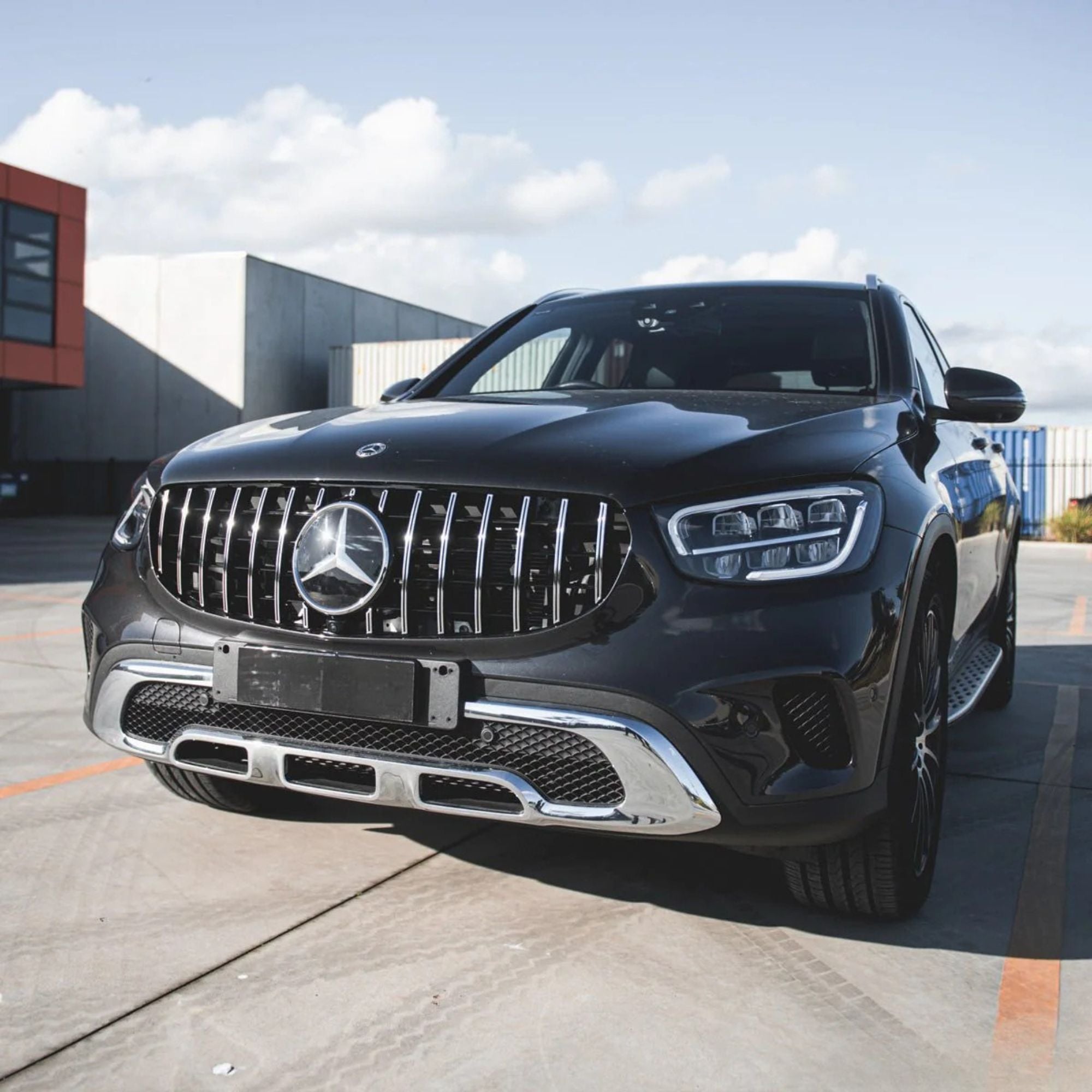 Calandre style Panamericana GT noir brillant pour Mercedes GLC X253/C253 Facelift (2019-2022)