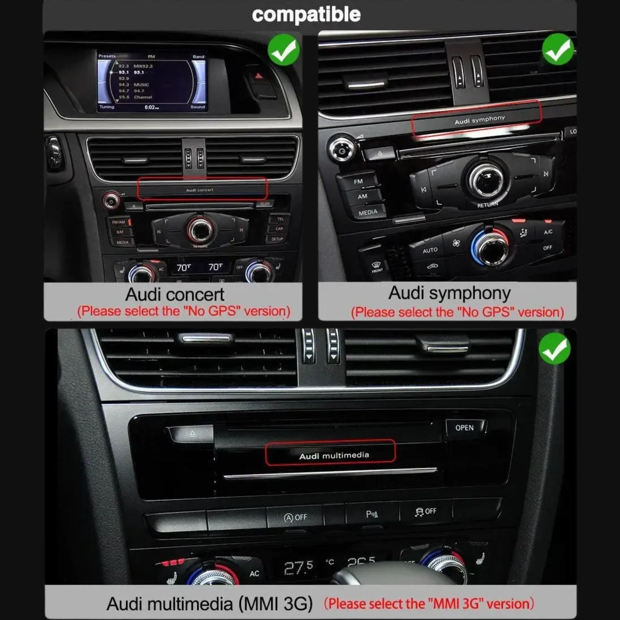 Audi Q5/SQ5 8R | 12.3" Écran tactile Apple CarPlay/Android Auto | (2009-2017)